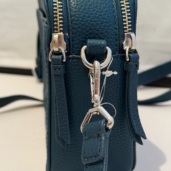 Vera Bradley Pebbled Leather Double Zip Mini Crossbody Teal Blue New With Tags - Picture 7 of 11
